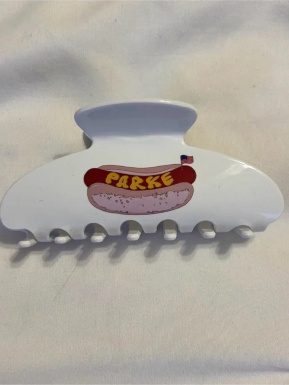 White Hot Dog Graphic Hair Claw Clip - PARKE